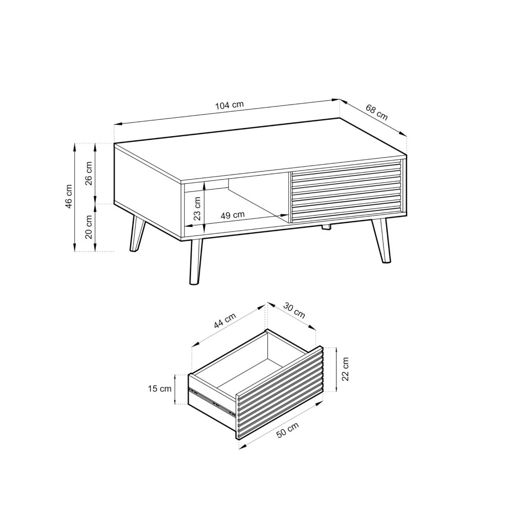 Saskatoon L104 – Bank, schwarz, Eiche artisan, Breite 104 cm, Höhe 48 cm, Tiefe 68 cm – Bild 2
