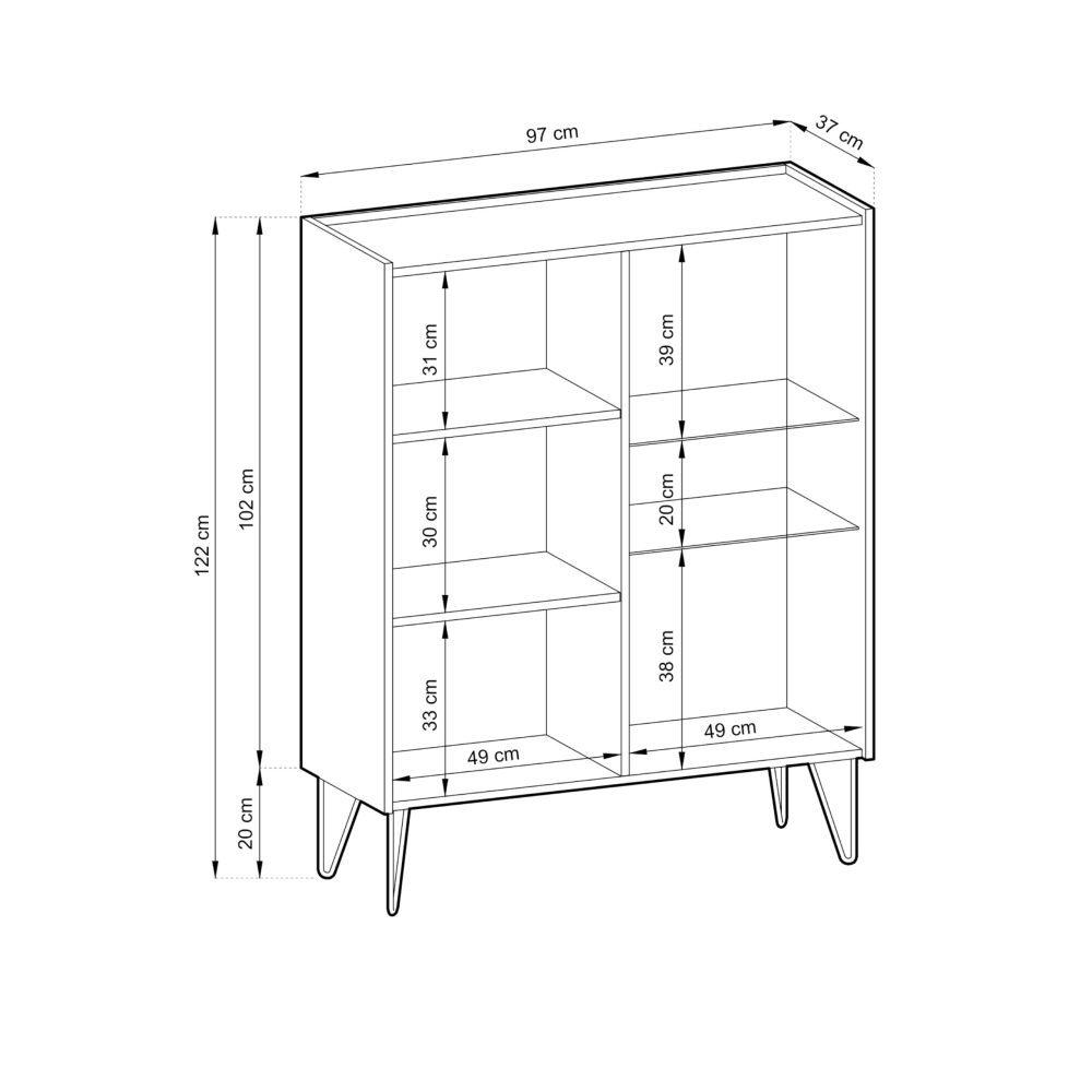 Canmore – WT97 Glastürschrank, schwarz graphit, marmorschwarz, Breite 97 cm, Höhe 122 cm, Tiefe 37 cm – Bild 2