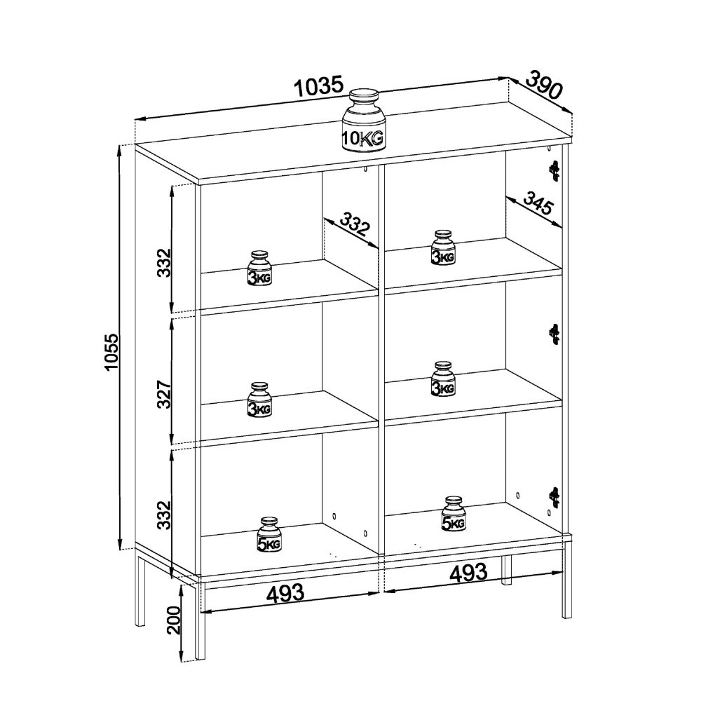 Laval WT104 – LED-Beleuchtungsschrank, Wotan Eiche, Schwarz, Breite 104 cm, Höhe 126 cm, Tiefe 39 cm – Bild 2