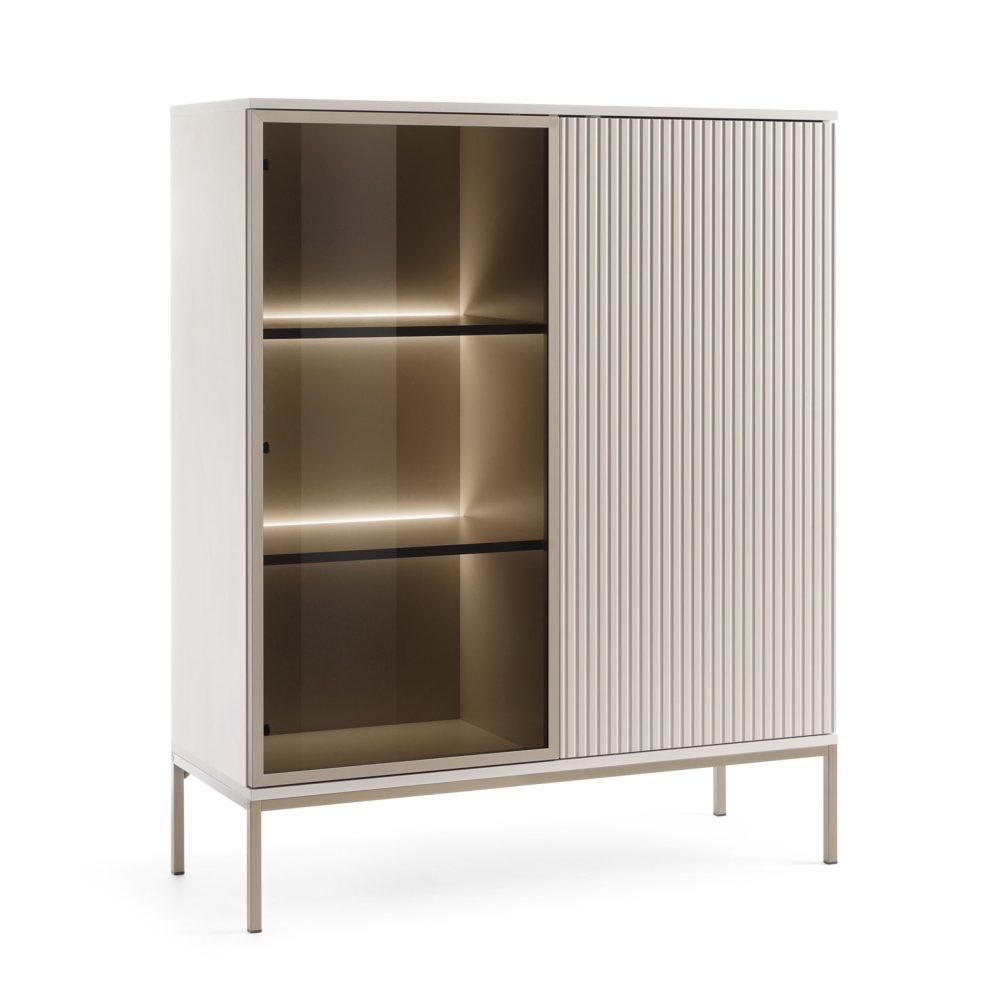 Laval WT104 – Vitrine mit LED-Beleuchtung, Kaschmir, Breite 104 cm, Höhe 126 cm, Tiefe 39 cm – Bild 1