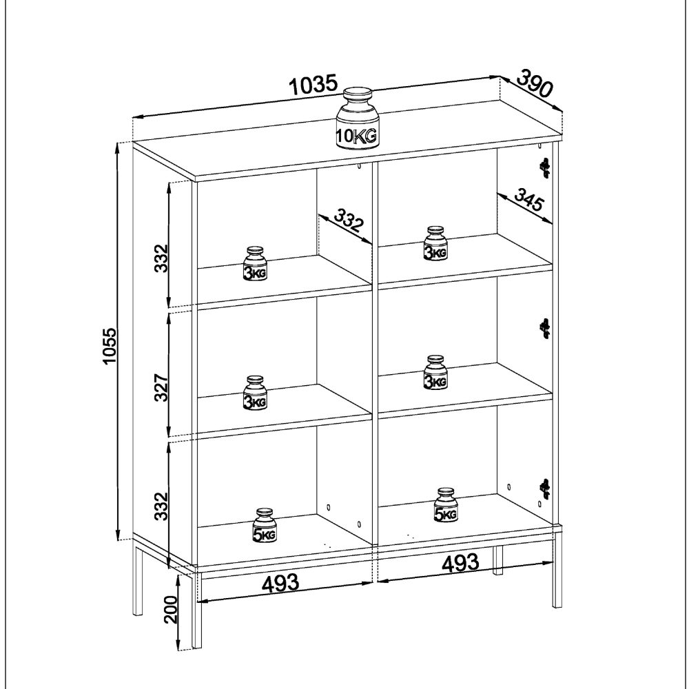 Laval WT104 – Vitrine mit LED-Beleuchtung, Kaschmir, Breite 104 cm, Höhe 126 cm, Tiefe 39 cm – Bild 2