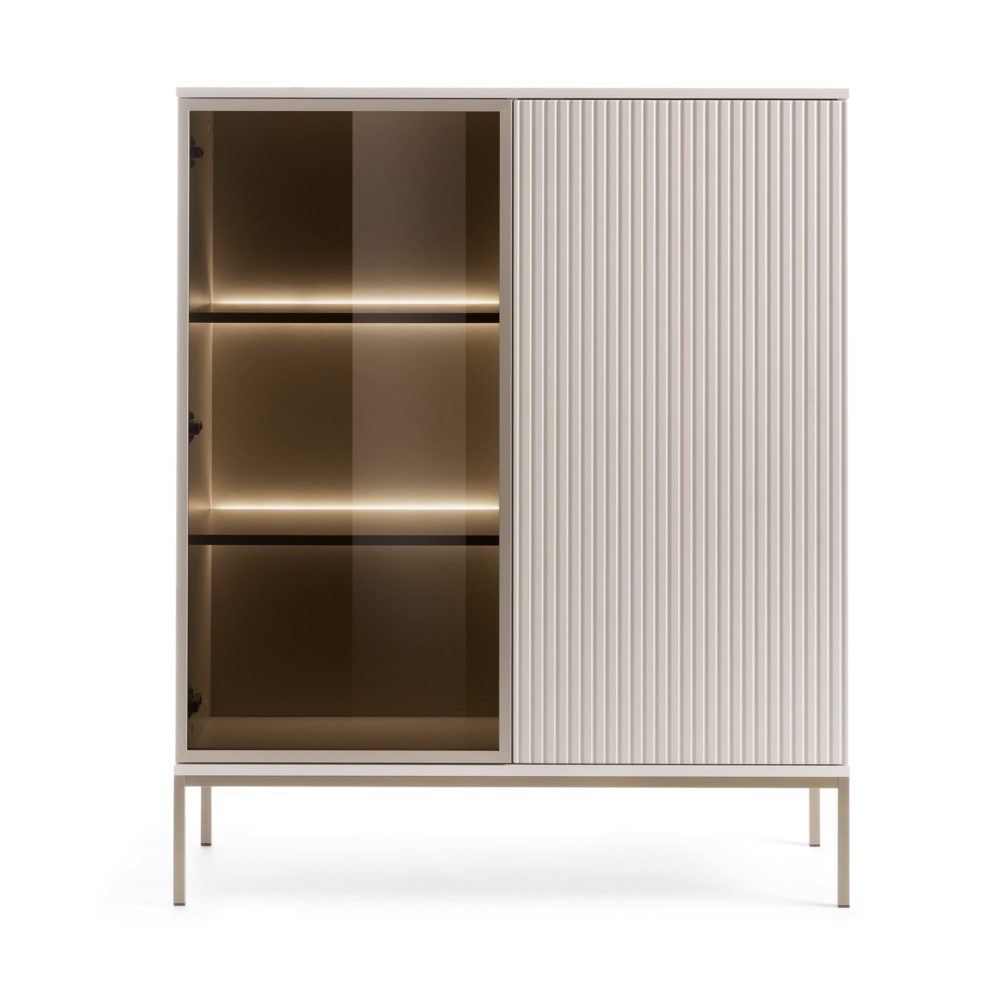 Laval WT104 – Vitrine mit LED-Beleuchtung, Kaschmir, Breite 104 cm, Höhe 126 cm, Tiefe 39 cm – Bild 5