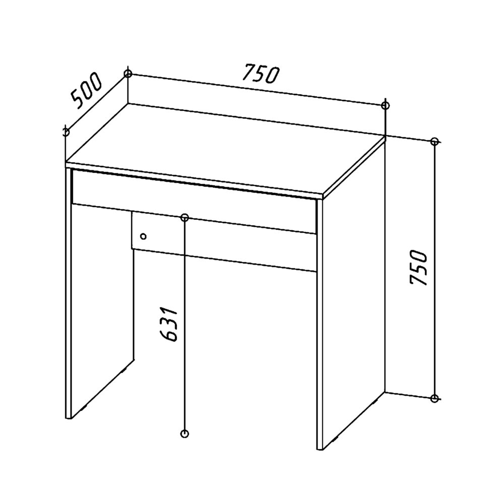 Schreibtisch Forde - Eiche Wotan - Schublade - 75×75×50 Cm – Bild 4