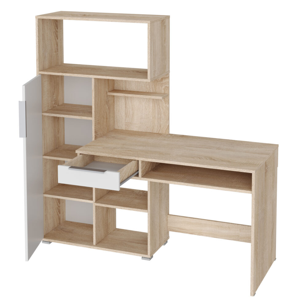 Schreibtisch Klepp - Sonoma/Weiß - Schublade - 150×149×92 Cm – Bild 4