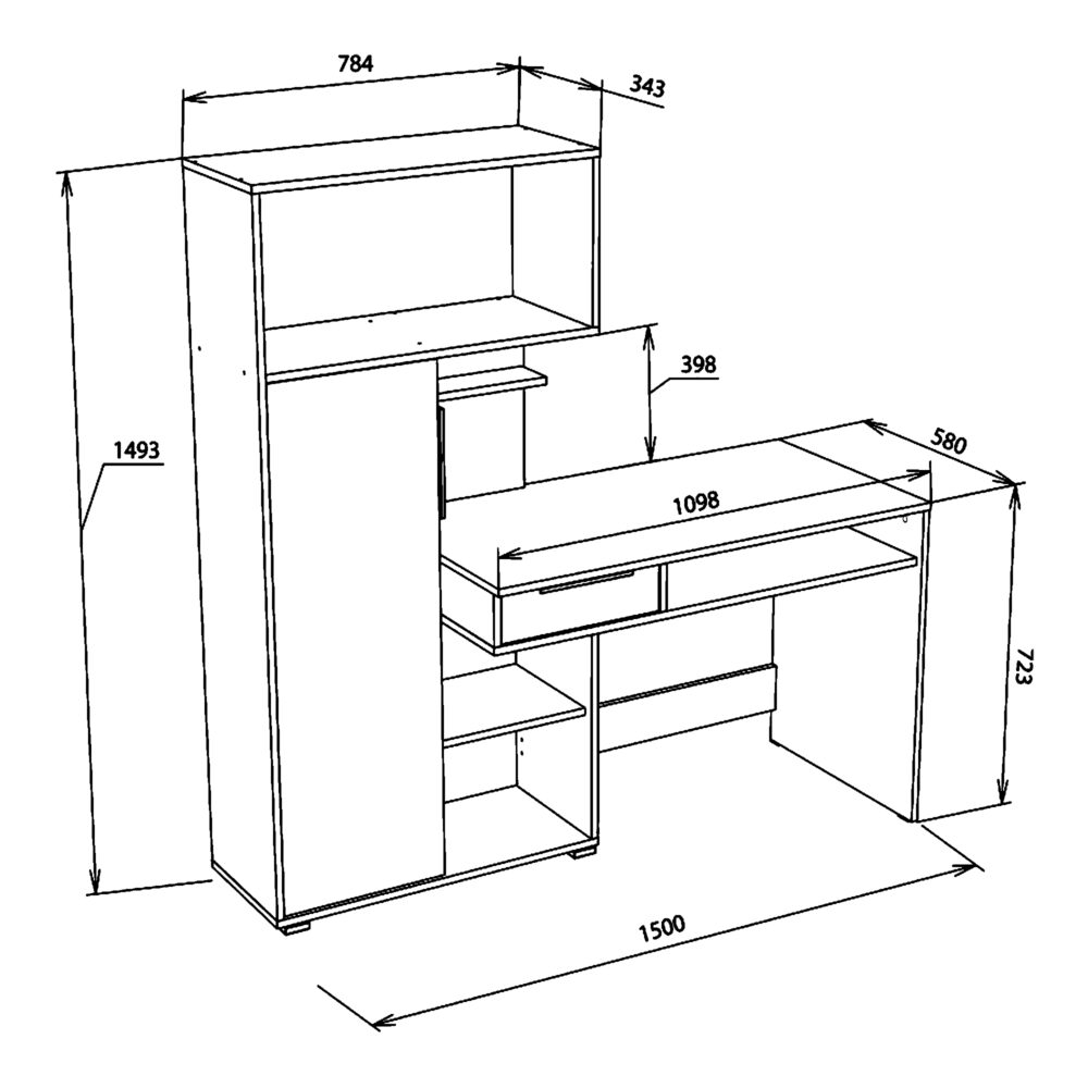 Schreibtisch Klepp - Eiche Wotan/Grau - Schublade - 150×149×92 Cm – Bild 3