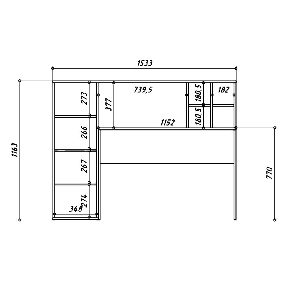 Schreibtisch FAUSKE – Geräumig – Mit Schrank – Eiche Wotan/Weiß – 153×116×54 cm – Bild 5