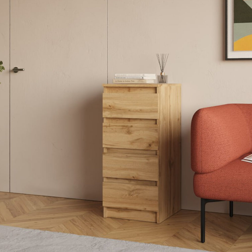 Kommode SOLA – Eiche Wotan – 4 Schubladen – 40×90×43 cm – Bild 2