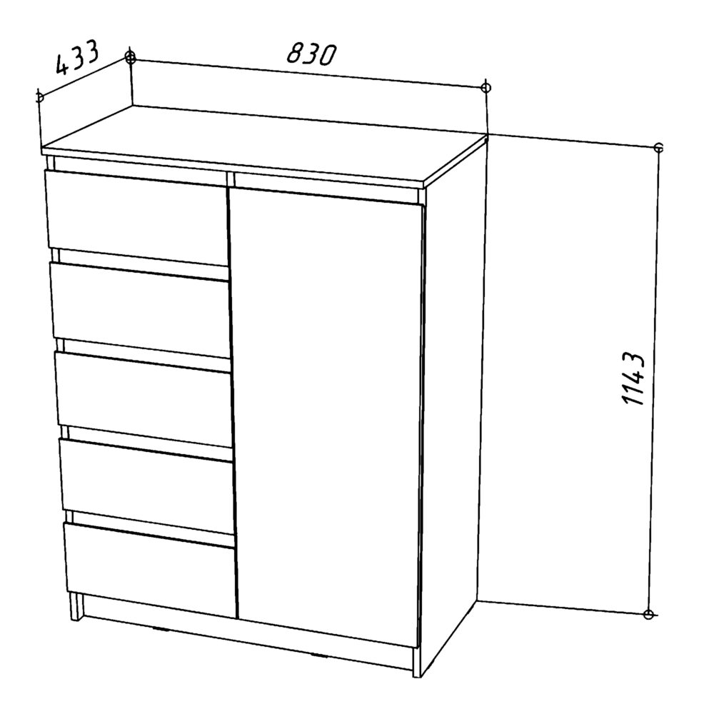 Kommode SOLA – Weiß – 4 Schubladen – 83×114×43 cm – Bild 3
