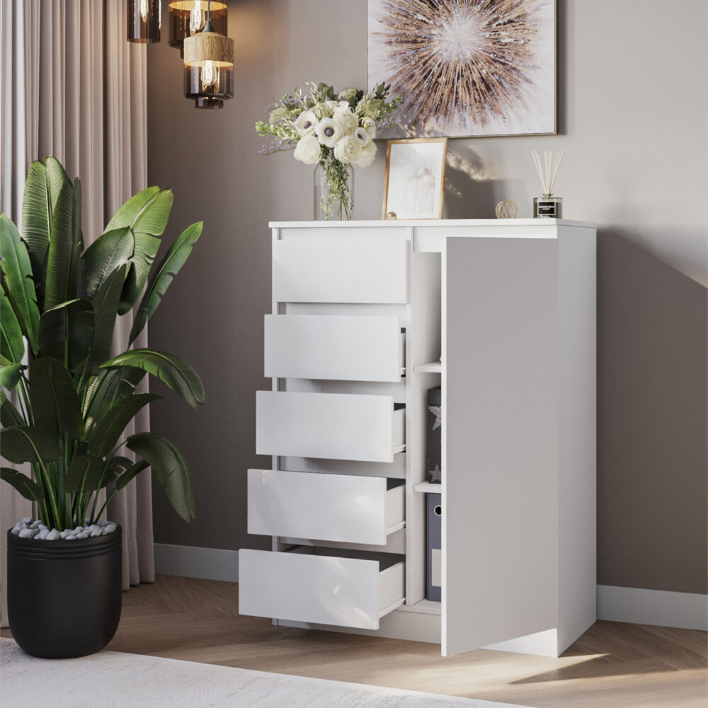 Kommode SOLA – Weiß – 4 Schubladen – 83×114×43 cm – Bild 5