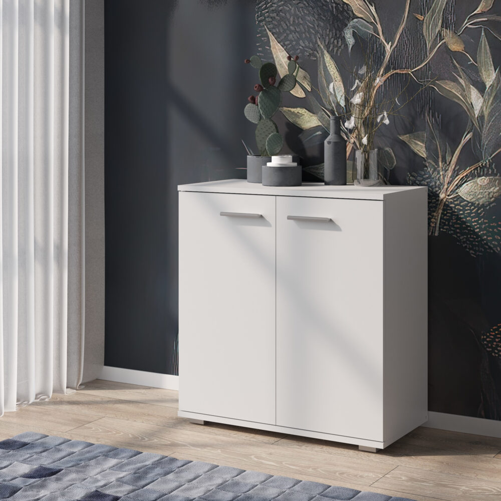 Kommode FAUSKE - Geräumig - 2 Türig - Weiß - 69×74×34 cm – Bild 2