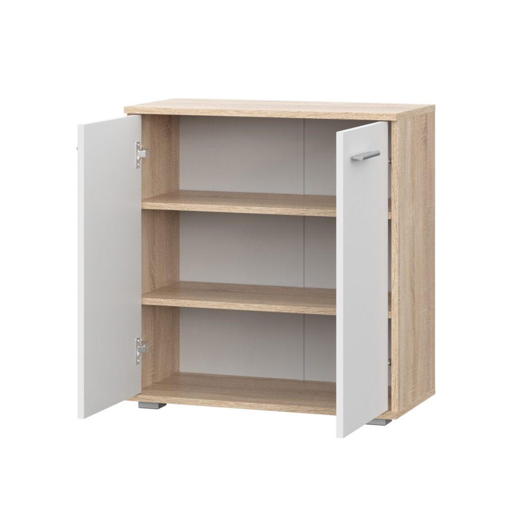 Kommode FAUSKE – Geräumig – 2-türig – Sonoma-Eiche/Weiß – 69×74×34 cm – Bild 4
