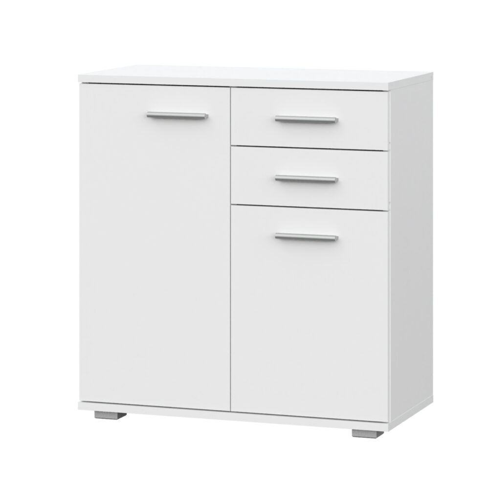 Kommode FAUSKE – 2 Schubladen – 2-türig – Weiß – 69×74×34 cm – Bild 1