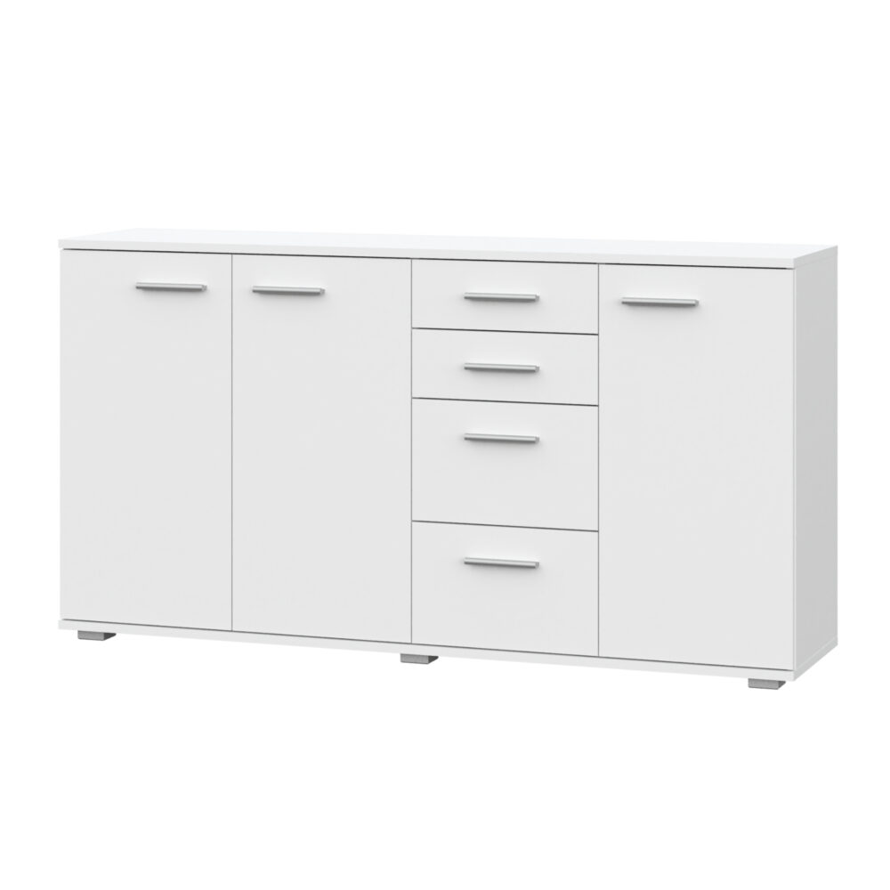 Kommode FAUSKE – 4 Schubladen – 3 Türen – Weiß – 138×74×34 cm – Bild 1