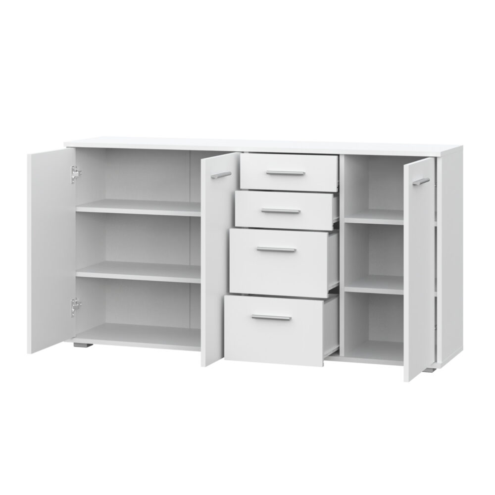 Kommode FAUSKE – 4 Schubladen – 3 Türen – Weiß – 138×74×34 cm – Bild 4