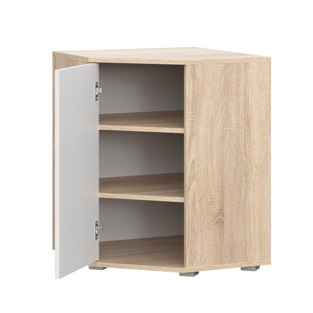 Eckkommode FAUSKE – Geräumig – Sonoma-Eiche/Weiß – 138×74×34 cm – Bild 4