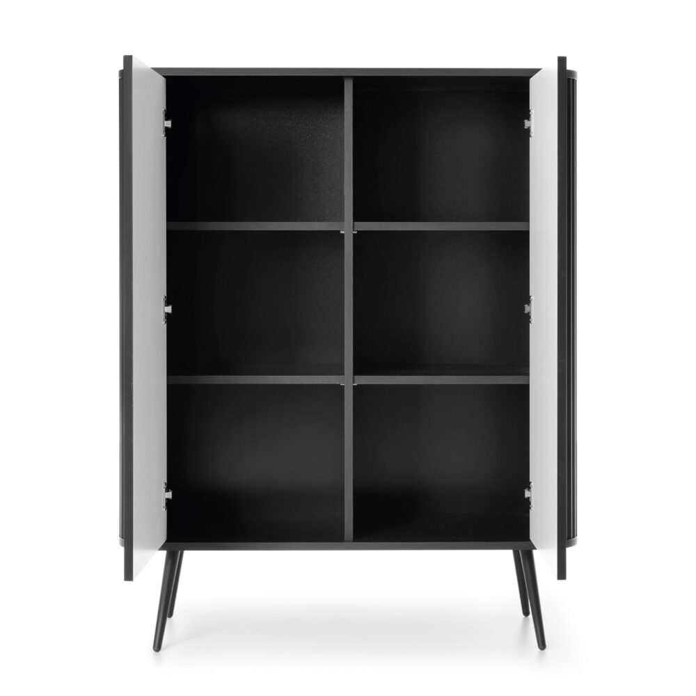 Kommode MORDEN K103 – Schwarz – Riffel-Fronten – Breite 103 cm, Höhe 129 cm, Tiefe 39 cm – Bild 4