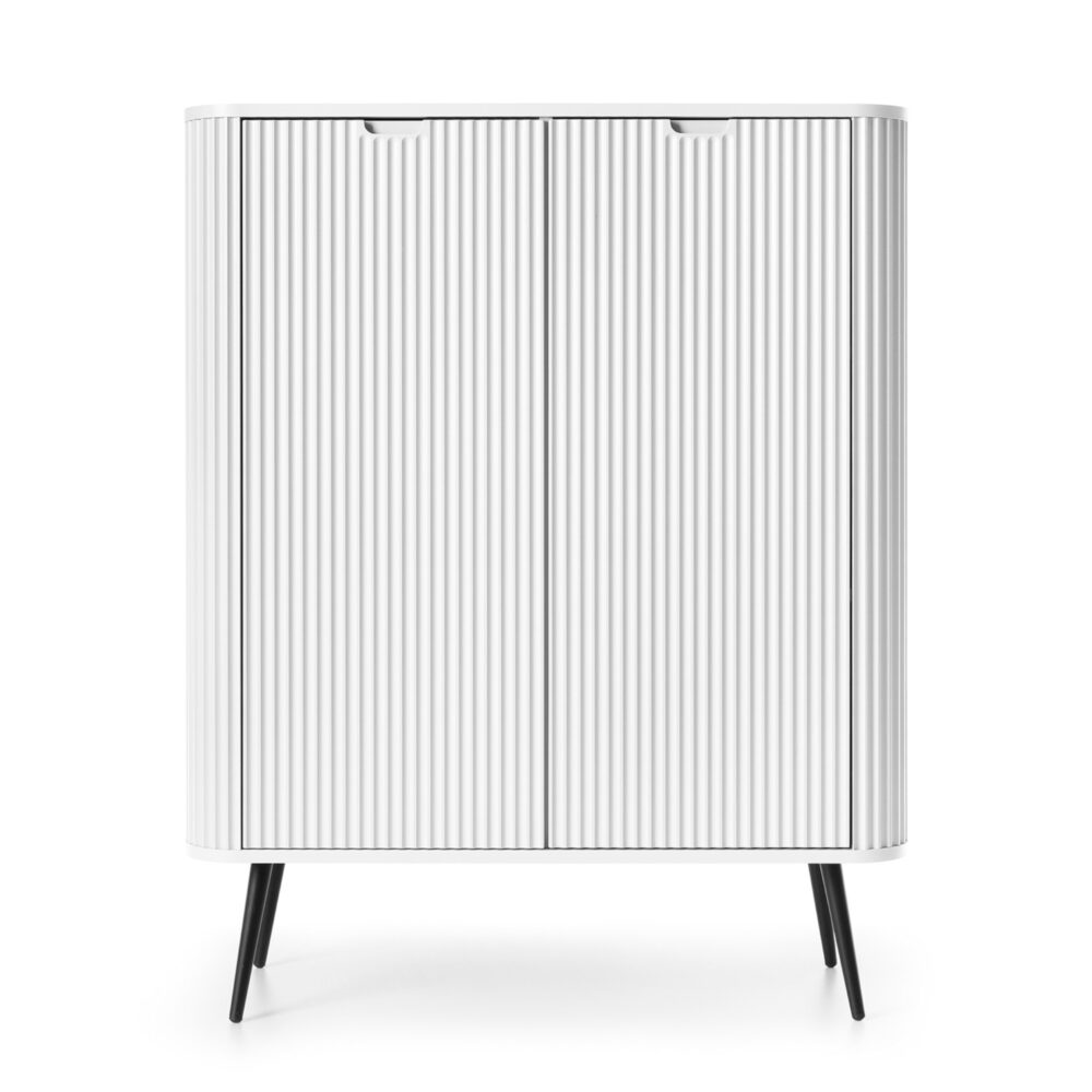 Kommode MORDEN K103 – Weiß – Riffel-Fronten – Breite 103 cm, Höhe 129 cm, Tiefe 39 cm – Bild 7