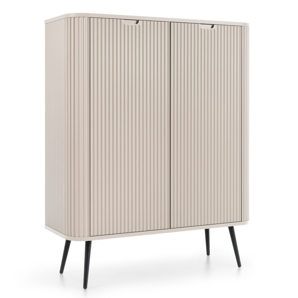 Kommode MORDEN K103 – Kaschmir – Riffel-Fronten – Breite 103 cm, Höhe 129 cm, Tiefe 39 cm