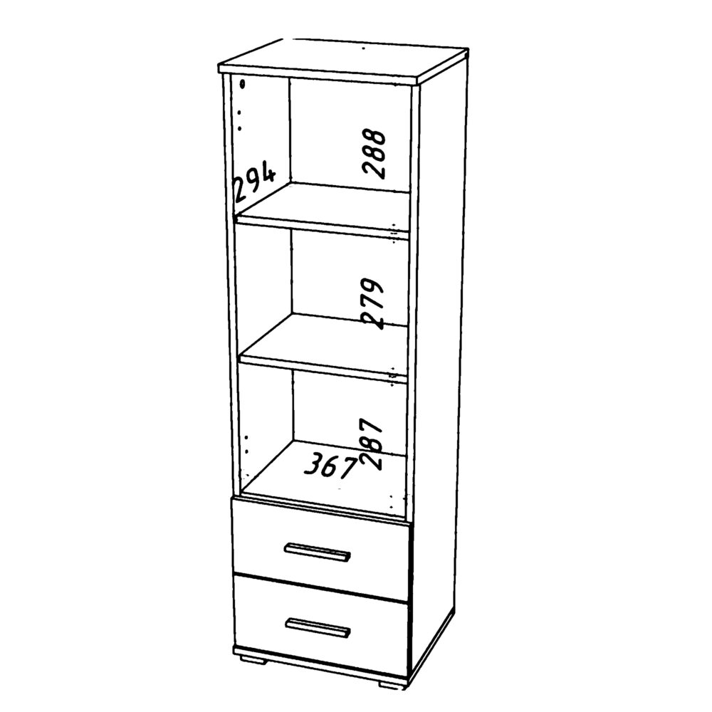 Regal Fauske - 2 Schubladen - Weiß - 40×130×34 Cm – Bild 3