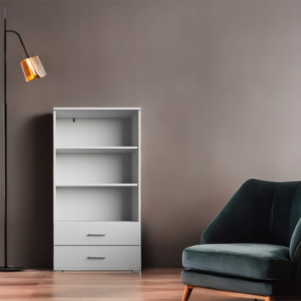 Regal Fauske - 2 Schubladen - Weiß - 69×130×34 Cm – Bild 2