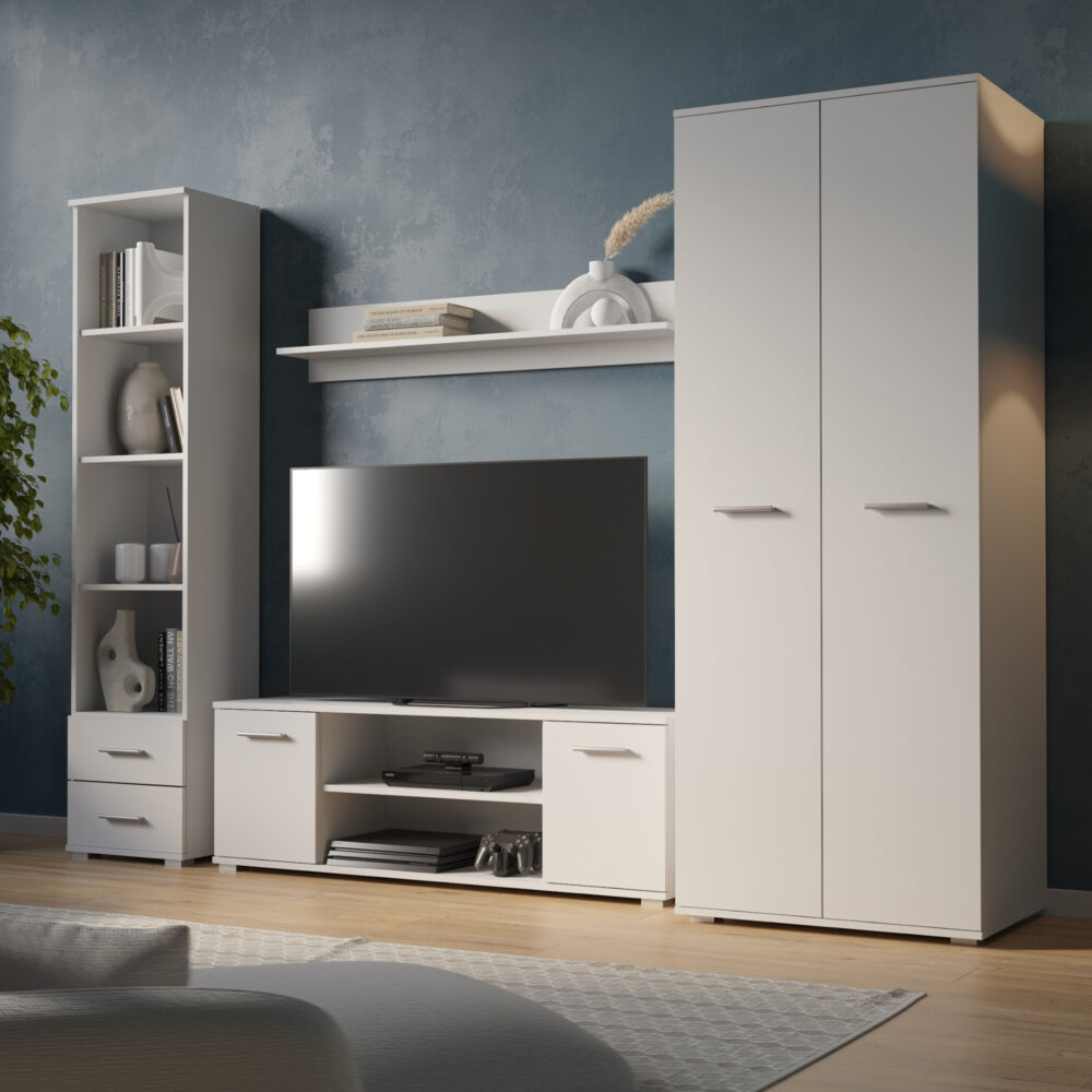 Regal Fauske - 2 Schubladen - Weiß - 40×180×34 Cm – Bild 5