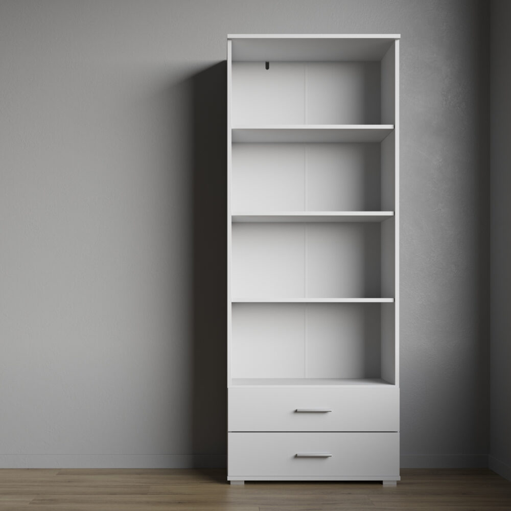 Regal Fauske - 2 Schubladen - Weiß - 69×180×34 Cm – Bild 2