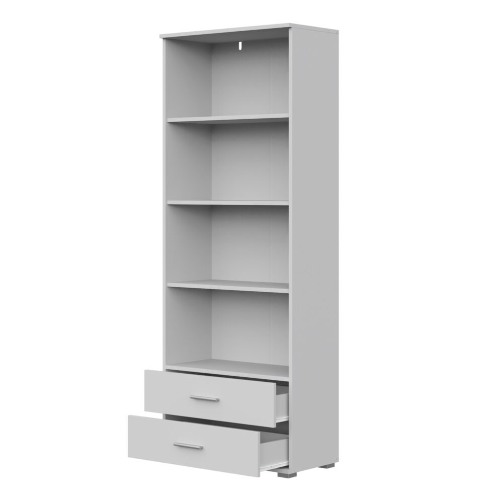 Regal Fauske - 2 Schubladen - Weiß - 69×180×34 Cm – Bild 4