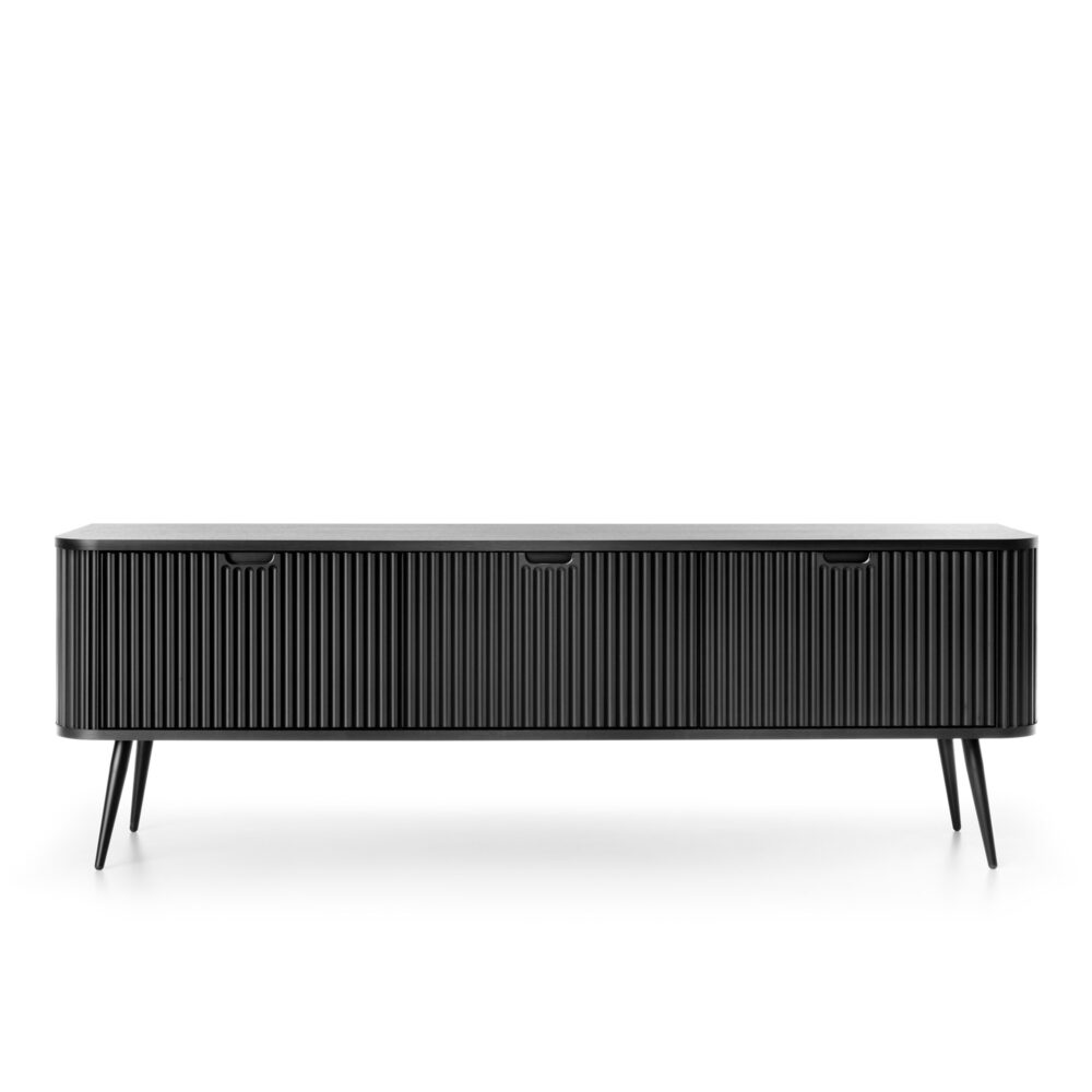 TV-Lowboard MORDEN – Schwarz – Riffel-Fronten – Breite 168 cm, Höhe 56 cm, Tiefe 39 cm – Bild 7