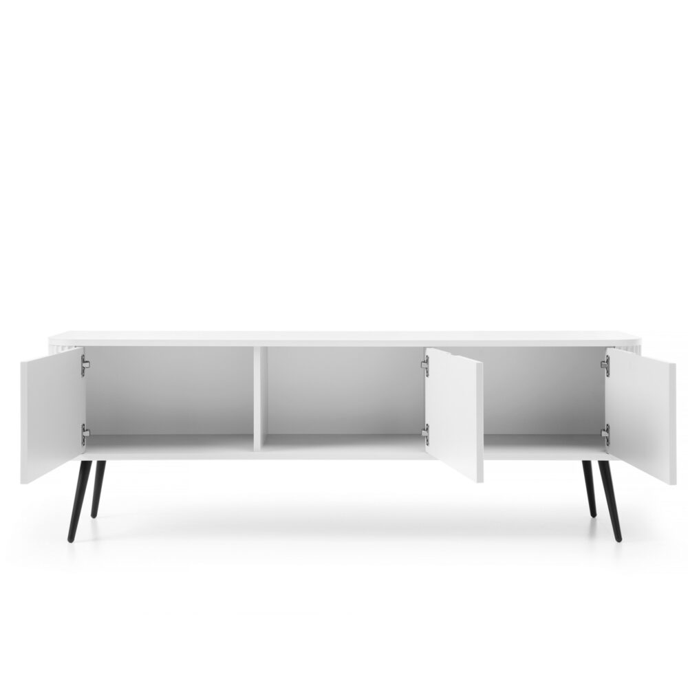 TV-Lowboard MORDEN – Weiß – Riffel-Fronten – Breite 168 cm, Höhe 56 cm, Tiefe 39 cm – Bild 4