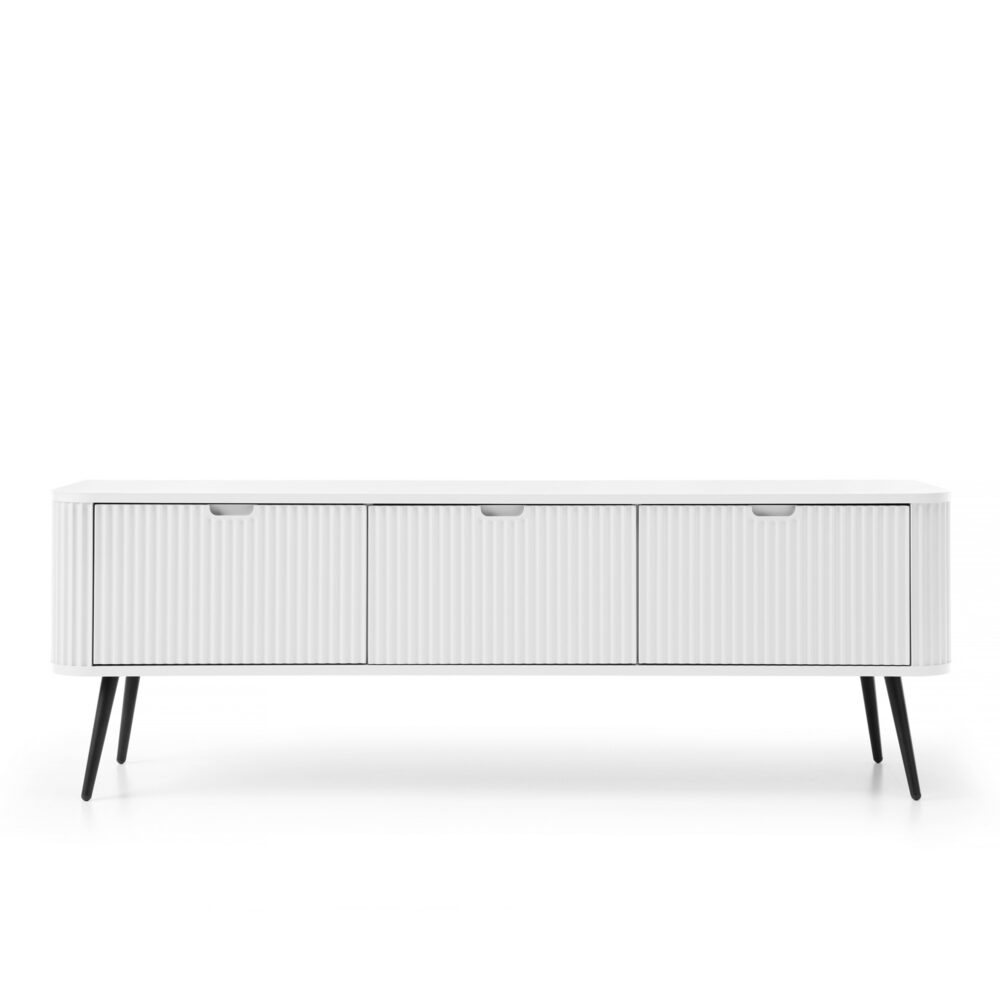 TV-Lowboard MORDEN – Weiß – Riffel-Fronten – Breite 168 cm, Höhe 56 cm, Tiefe 39 cm – Bild 7