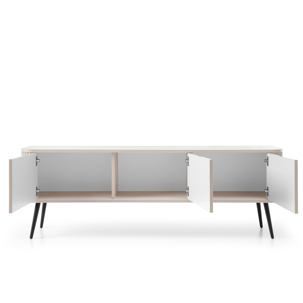 TV-Lowboard MORDEN – Kaschmir – Riffel-Fronten – Breite 168 cm, Höhe 56 cm, Tiefe 39 cm – Bild 4