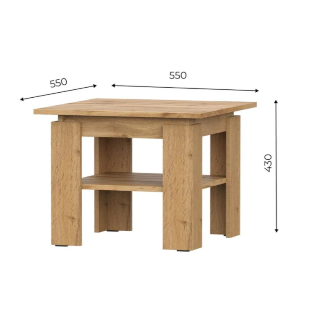 Couchtisch Sola - Eiche Wotan - Zusatzablage - 55×55×43 Cm – Bild 4