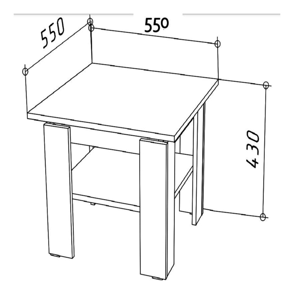 Couchtisch Sola - Weiß - Zusatzablage - 55×55×43 Cm – Bild 3