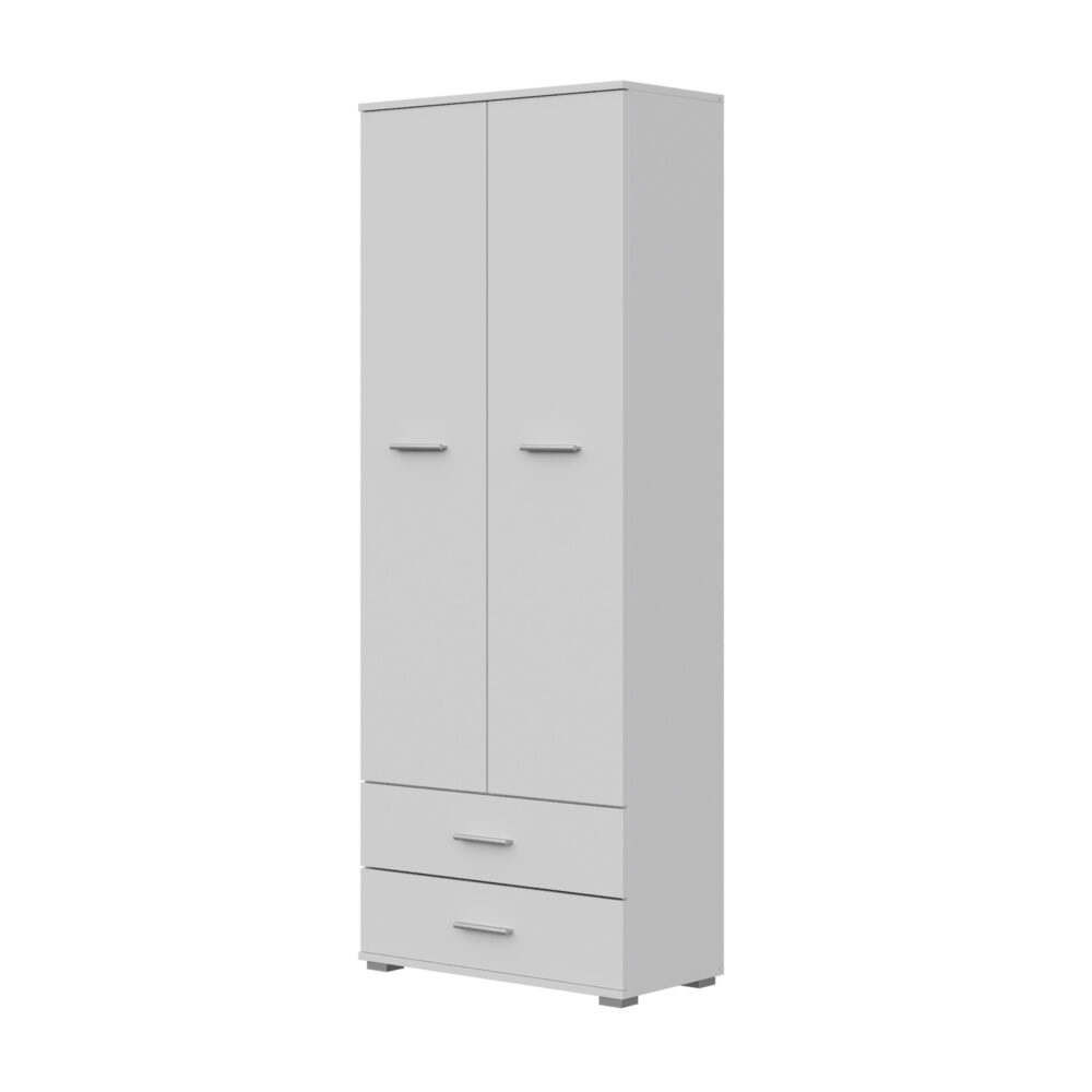 Kleiderschrank Fauske - 2 Schubladen - Weiß - 69×180×36 Cm – Bild 1