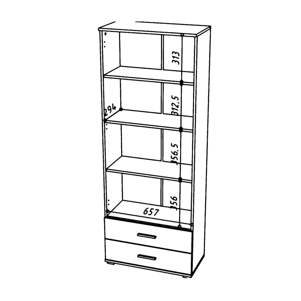 Kleiderschrank Fauske - 2 Schubladen - Weiß - 69×180×36 Cm – Bild 3