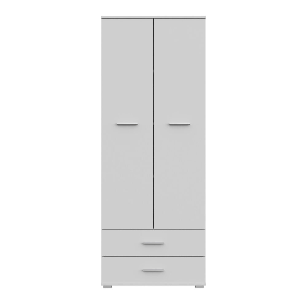 Kleiderschrank Fauske - 2 Schubladen - Weiß - 69×180×36 Cm – Bild 4