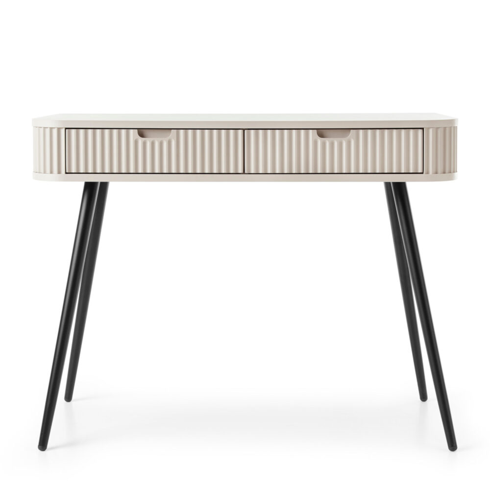 Schminktisch MORDEN – Kaschmir – Riffel-Fronten – 2 Schubladen – Breite 103 cm, Höhe 80 cm, Tiefe 49 cm – Bild 7