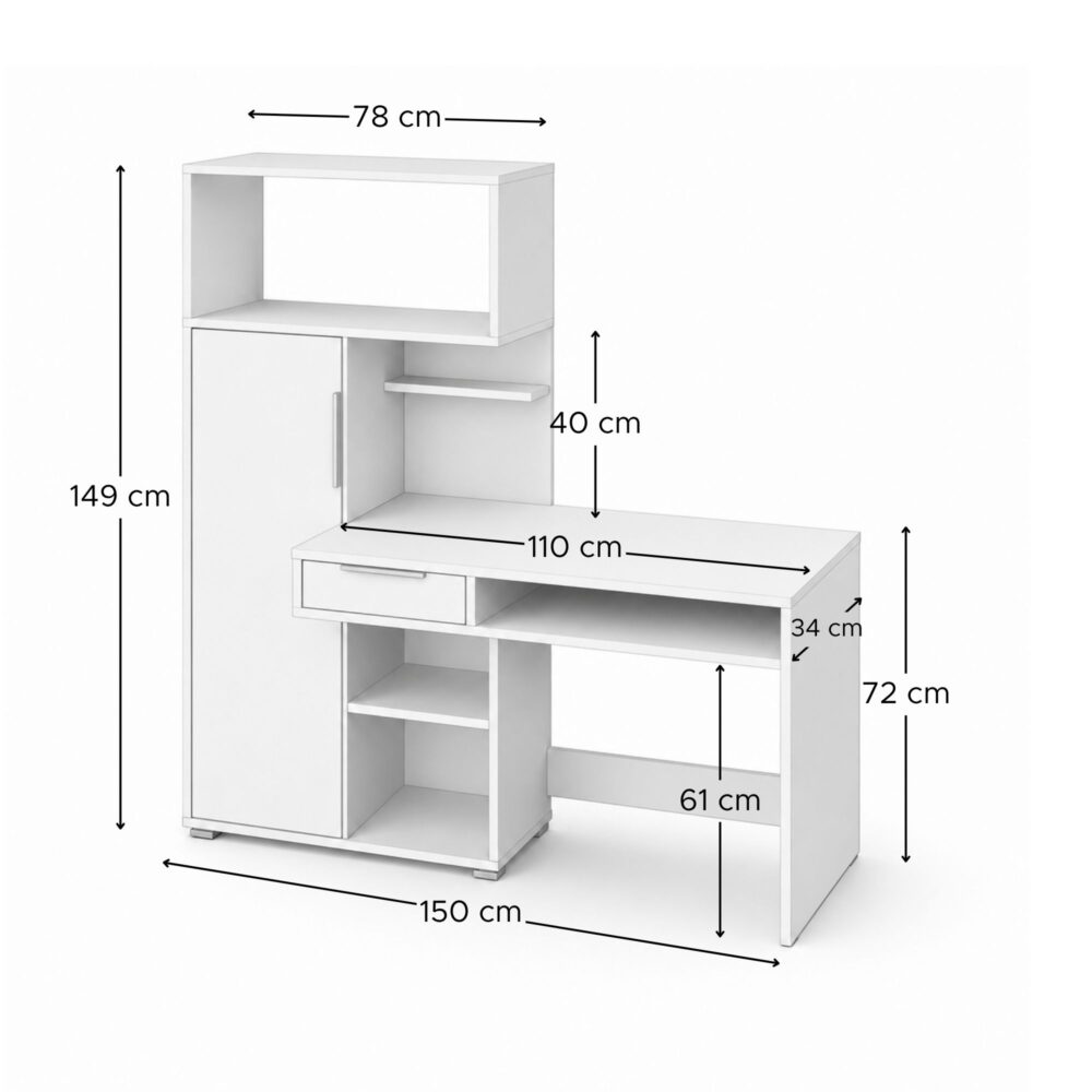 Schreibtisch Klepp - Eiche Wotan/Grau - Schublade - 150×149×92 Cm – Bild 3