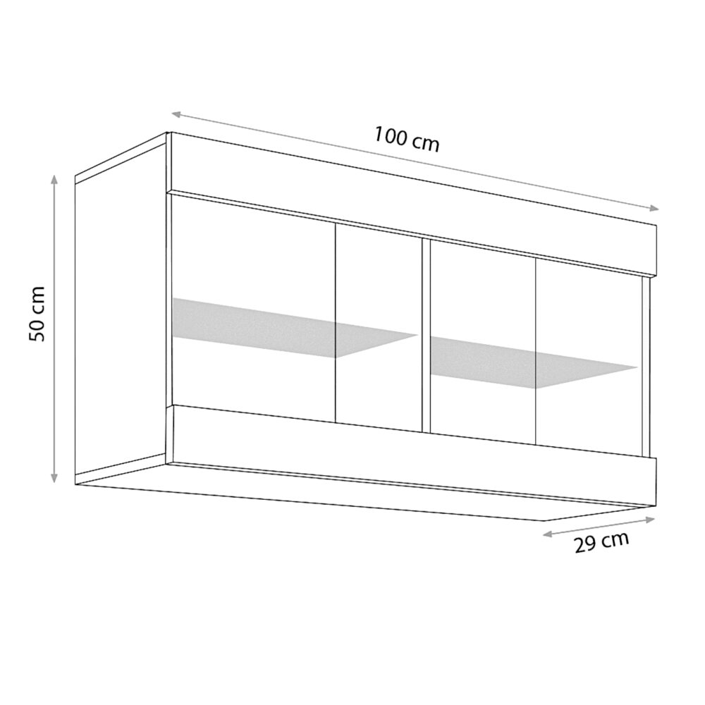 Hängende Vitrine Schrank Tivoli Horizontal, Weiß/Weiß – Bild 2