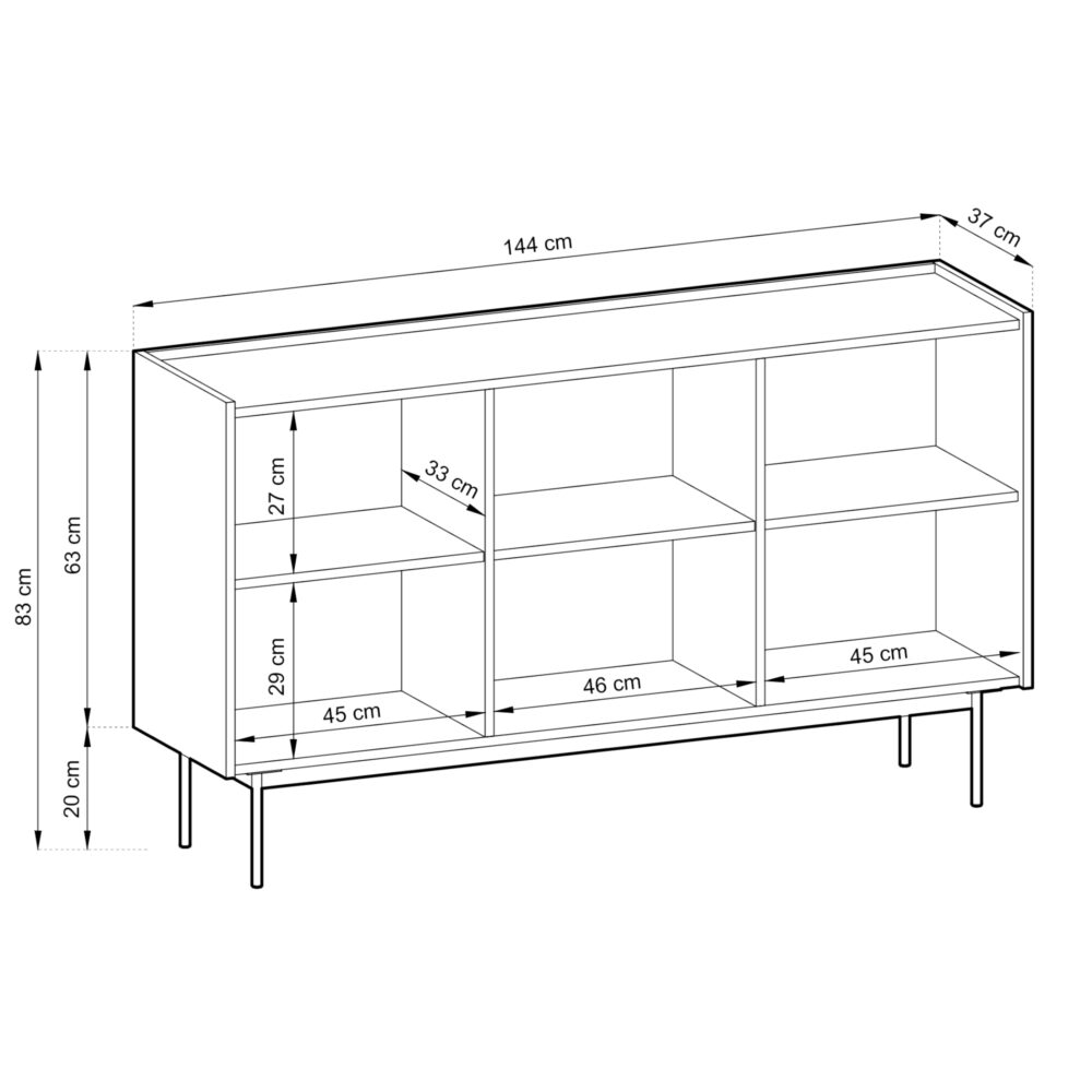 Kommode Kelowna K144 - Rot / Eiche - Breite 144 cm, Höhe 83 cm, Tiefe 37 cm – Bild 3