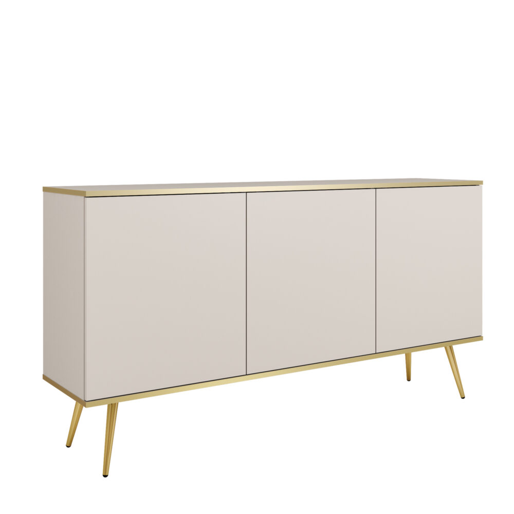 Kommode Banff K160 - Beige - Goldene Beine - Breite 160 cm, Höhe 85 cm, Tiefe 39 cm – Bild 1