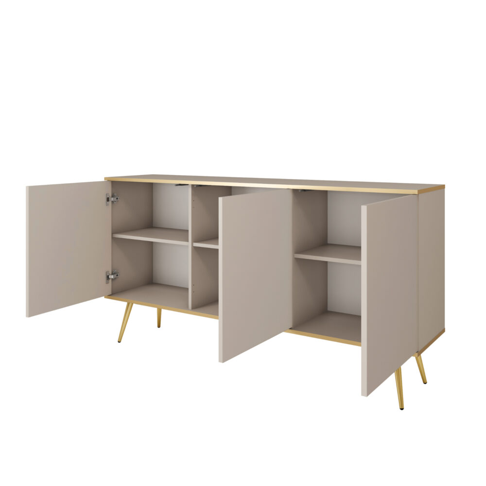 Kommode Banff K160 - Beige - Goldene Beine - Breite 160 cm, Höhe 85 cm, Tiefe 39 cm – Bild 4