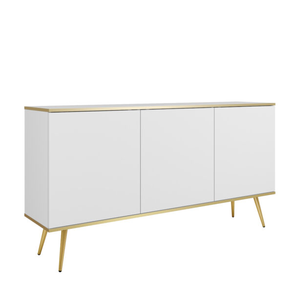 Kommode Banff K160 - Weiß - Goldene Beine - Breite 160 cm, Höhe 85 cm, Tiefe 39 cm
