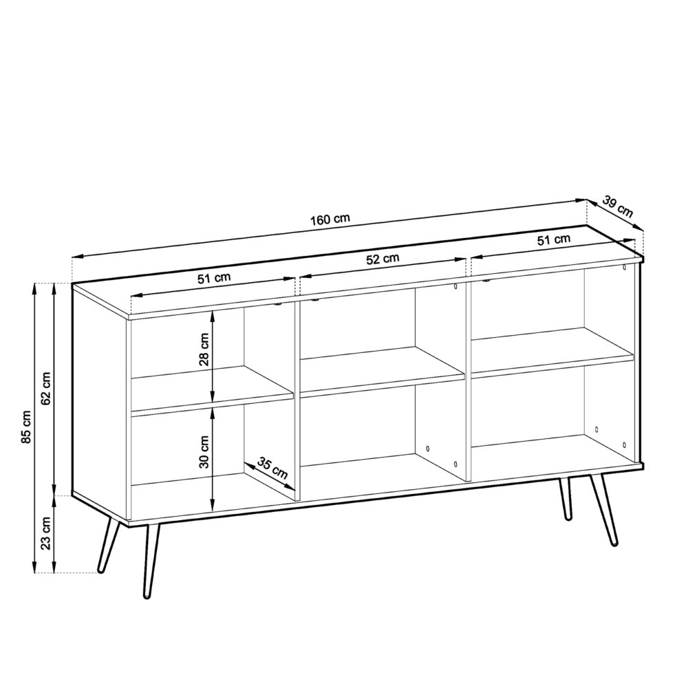 Kommode Banff K160 - Schwarz - Goldene Beine - Breite 160 cm, Höhe 85 cm, Tiefe 39 cm – Bild 3