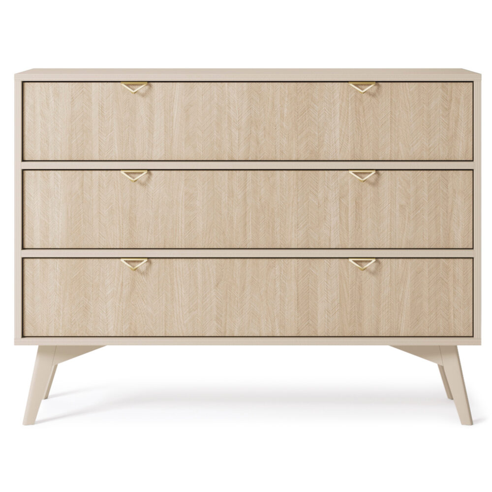 Kommode TOFINO - Eiche - Beige - Metallgriffe - 3 Schubladen - Breite 106 cm, Höhe 80 cm, Tiefe 38 cm – Bild 8