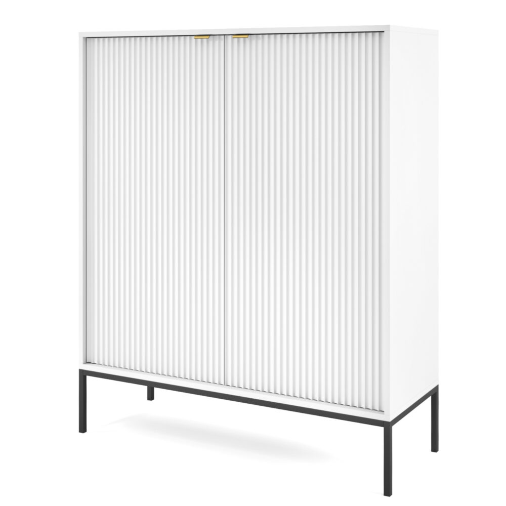 Kommode NANAIMO K104 - Weiß - Goldene Griffe - Breite 104 cm, Höhe 125 cm, Tiefe 39 cm – Bild 1