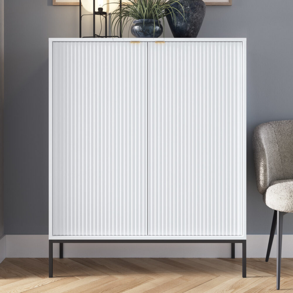 Kommode NANAIMO K104 - Weiß - Goldene Griffe - Breite 104 cm, Höhe 125 cm, Tiefe 39 cm – Bild 2