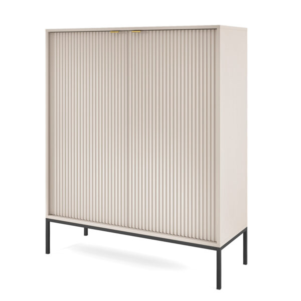 Kommode NANAIMO K104 - Kaschmir - Goldene Griffe - Breite 104 cm, Höhe 125 cm, Tiefe 39 cm