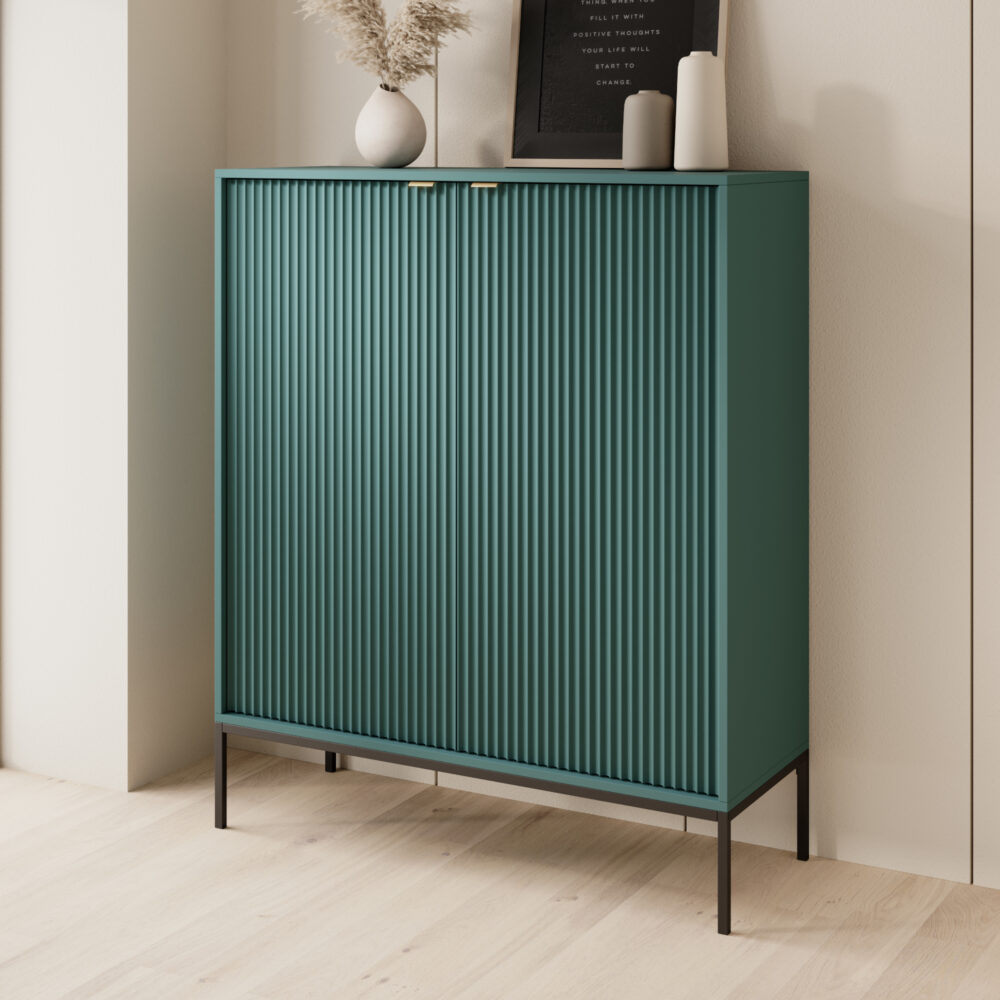 Kommode NANAIMO K104 - Grün - Goldene Griffe - Breite 104 cm, Höhe 125 cm, Tiefe 39 cm – Bild 2