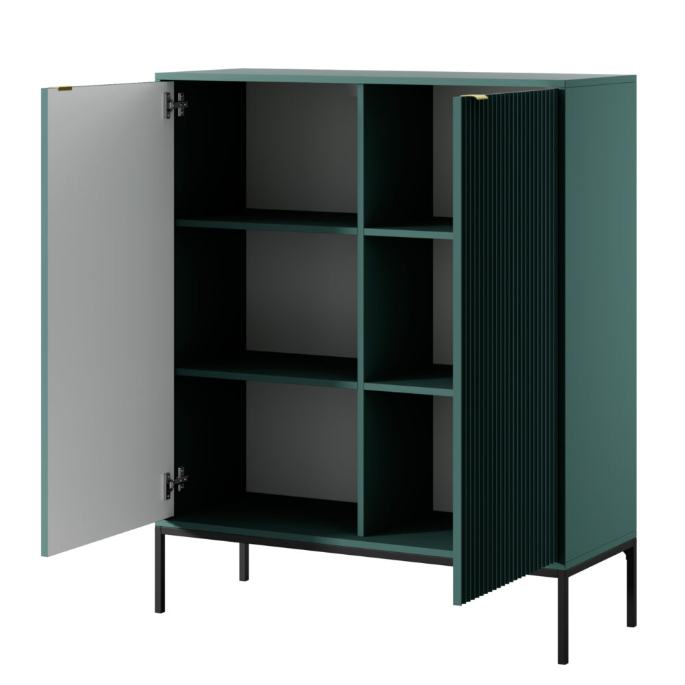 Kommode NANAIMO K104 - Grün - Goldene Griffe - Breite 104 cm, Höhe 125 cm, Tiefe 39 cm – Bild 4